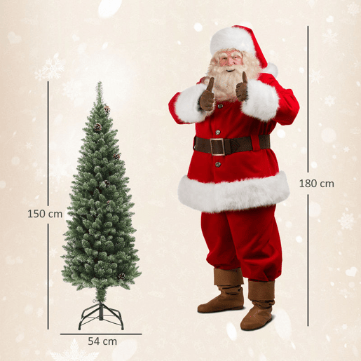 HOMCOM Árvore de Natal 150 cm Árvore de Natal Artificial com 395 Ramos e Suporte de Metal Árvore de Natal para Sala de Estar Interior Verde