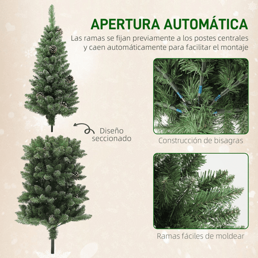HOMCOM Árvore de Natal 150 cm Árvore de Natal Artificial com 395 Ramos e Suporte de Metal Árvore de Natal para Sala de Estar Interior Verde
