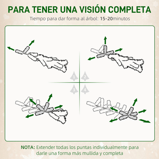 HOMCOM Árvore de Natal 150 cm Árvore de Natal Artificial com 395 Ramos e Suporte de Metal Árvore de Natal para Sala de Estar Interior Verde