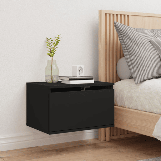 vidaXL Mesa de cabeceira de parede com luzes LED preto vidaXL Mesa de cabeceira de parede com luzes LED preto