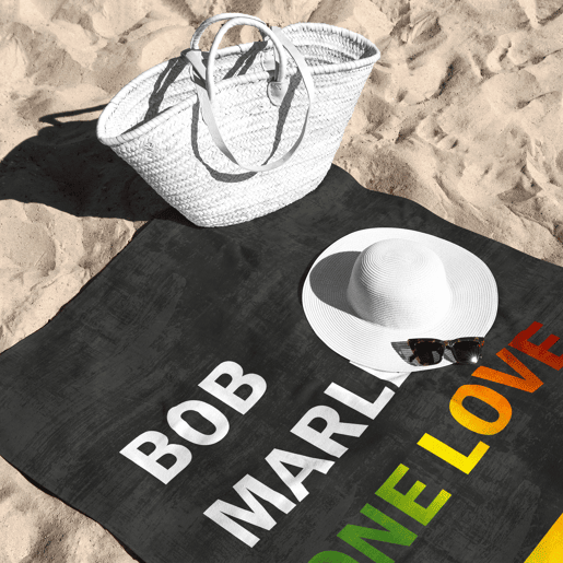MARLEY - Toalha de praia - Microalgodão Premium - 75x150 cm - Fabricado na Espanha - ONE LOVE