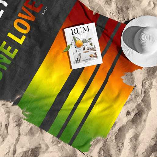 MARLEY - Toalha de praia - Microalgodão Premium - 75x150 cm - Fabricado na Espanha - ONE LOVE