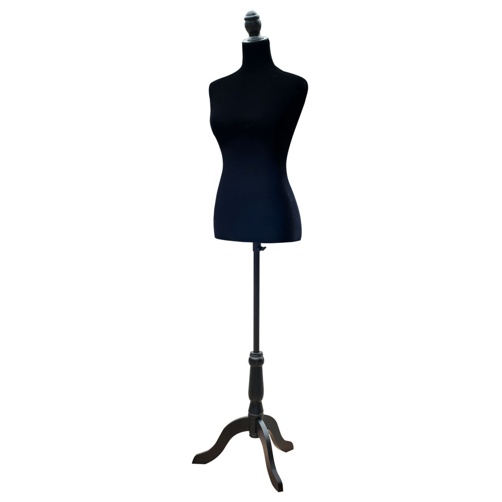 Homcom maniquí de costura maniquí mujer ajustable a 130-168 cm con trípode de madera 50 alfileres de colores para fotografía de moda exposición de prendas negro