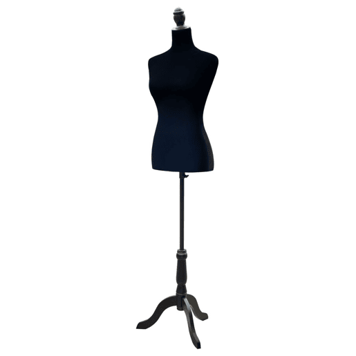 HOMCOM Manequim de Costura Feminino Manequim de Costura Ajustável a 130-168 cm com Tripé de Madeira para Fotografia de Moda Exposição de Roupas Preto
