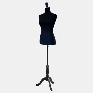 HOMCOM Manequim de Costura Feminino Manequim de Costura Ajustável a 130-168 cm com Tripé de Madeira para Fotografia de Moda Exposição de Roupas Preto