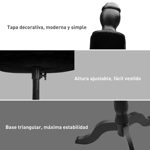 HOMCOM Manequim de Costura Feminino Manequim de Costura Ajustável a 130-168 cm com Tripé de Madeira para Fotografia de Moda Exposição de Roupas Preto