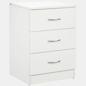 HOMCOM Mesa de Cabeceira Moderna Mesa de Cabeceira com 3 Gavetas e Puxadores de Alumínio para Dormitório 40x35x58 cm Branco