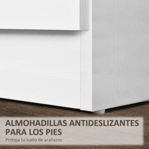 HOMCOM Mesa de Cabeceira Moderna Mesa de Cabeceira com 3 Gavetas e Puxadores de Alumínio para Dormitório 40x35x58 cm Branco