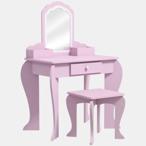 ZONEKIZ Toucador Infantil para Meninas e Meninos acima de 3 Anos Toucador de Maquilhagem com Banco e Espelho Toucador para Meninas com Gaveta e Caixas de Arrumação em Forma de Nuvem Rosa