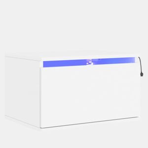 vidaXL Mesa de cabeceira de parede com luzes LED branco