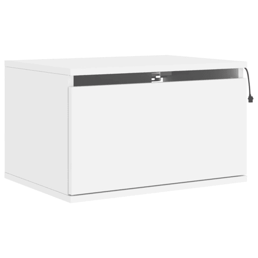 vidaXL Mesa de cabeceira de parede com luzes LED branco vidaXL Mesa de cabeceira de parede com luzes LED branco