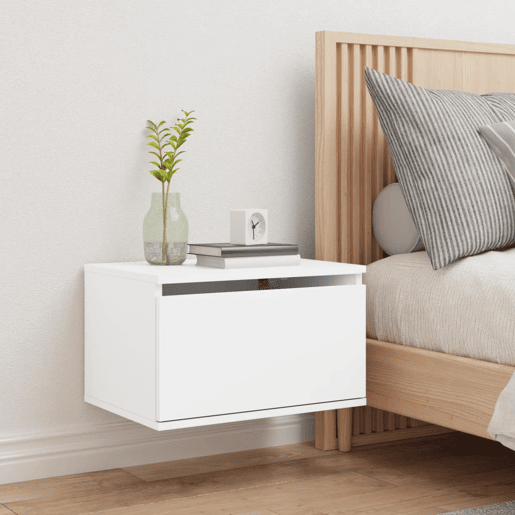 vidaXL Mesa de cabeceira de parede com luzes LED branco vidaXL Mesa de cabeceira de parede com luzes LED branco