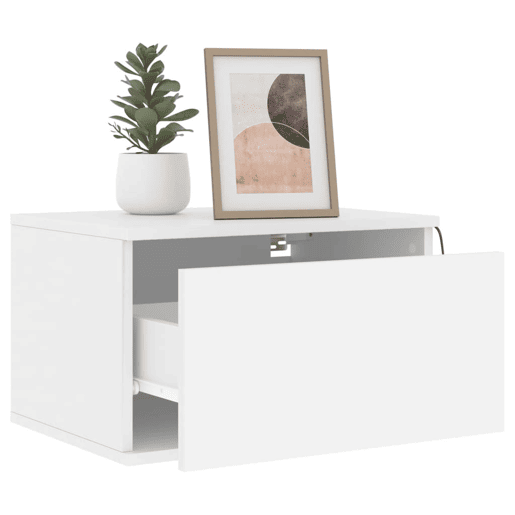 vidaXL Mesa de cabeceira de parede com luzes LED branco vidaXL Mesa de cabeceira de parede com luzes LED branco