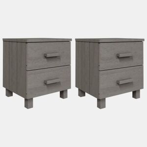 vidaXL Mesas cabeceira HAMAR 2 pcs 40x35x44,5 pinho maciço cinza-claro