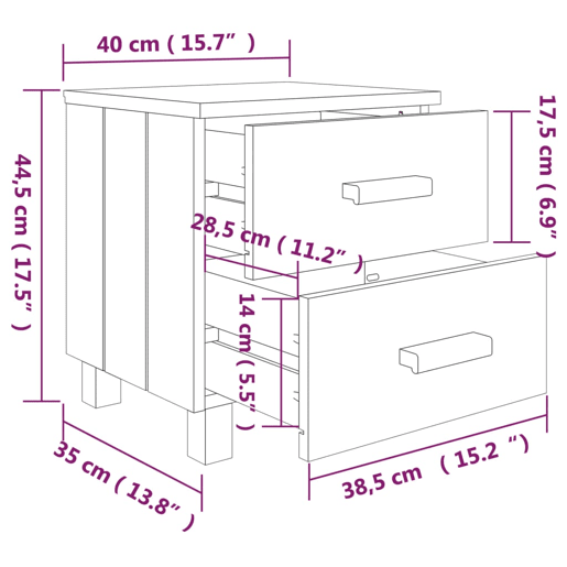 vidaXL Mesa de cabeceira HAMAR 40x35x44,5 cm pinho maciço cinza-claro vidaXL Mesa de cabeceira HAMAR 40x35x44,5 cm pinho maciço cinza-claro