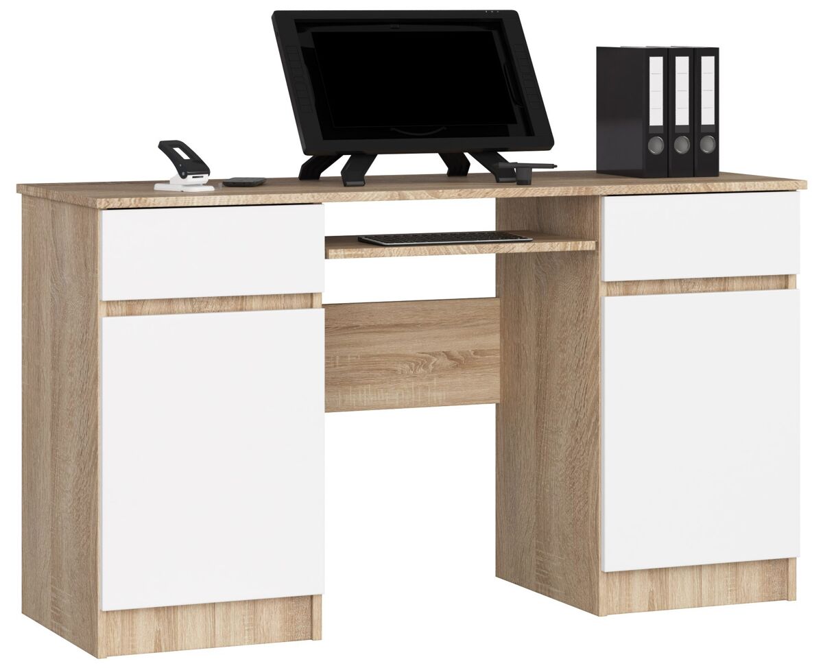 Escritorio a5 akord color roble sonoma, blanco 135 cm