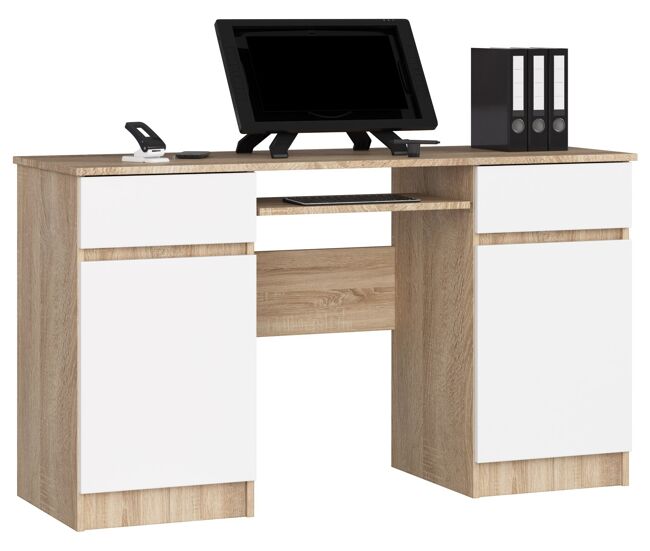 Escritorio a5 akord color roble sonoma, blanco 135 cm