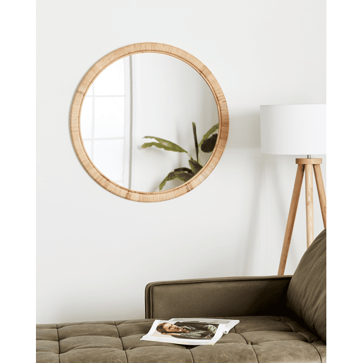 Espelho ANLEZY 80 cm 80 cm Rattan Natural