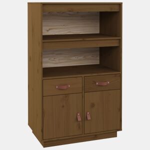 vidaXL Aparador alto 67x40x108,5 cm pinho maciço castanho mel