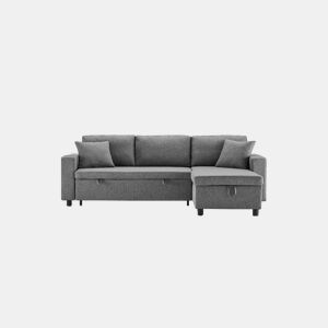 Chaise longue reversível conversível em cama de linho,cinza escuro