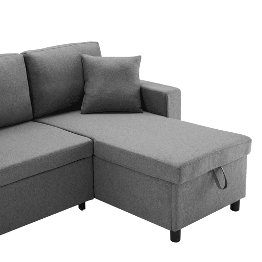 Chaise longue reversível conversível em cama de linho,cinza escuro Chaise longue reversível conversível em cama de linho,cinza escuro