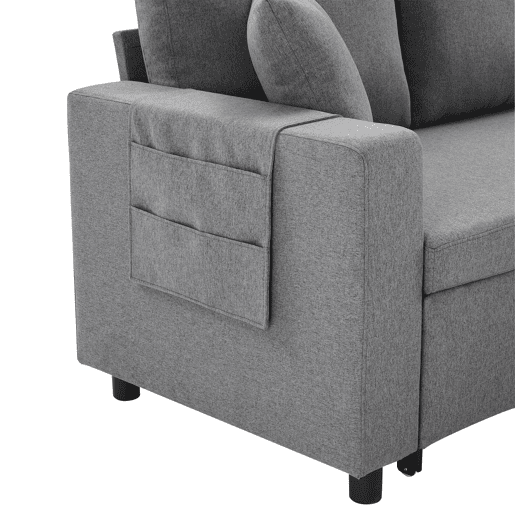 Chaise longue reversível conversível em cama de linho,cinza escuro Chaise longue reversível conversível em cama de linho,cinza escuro