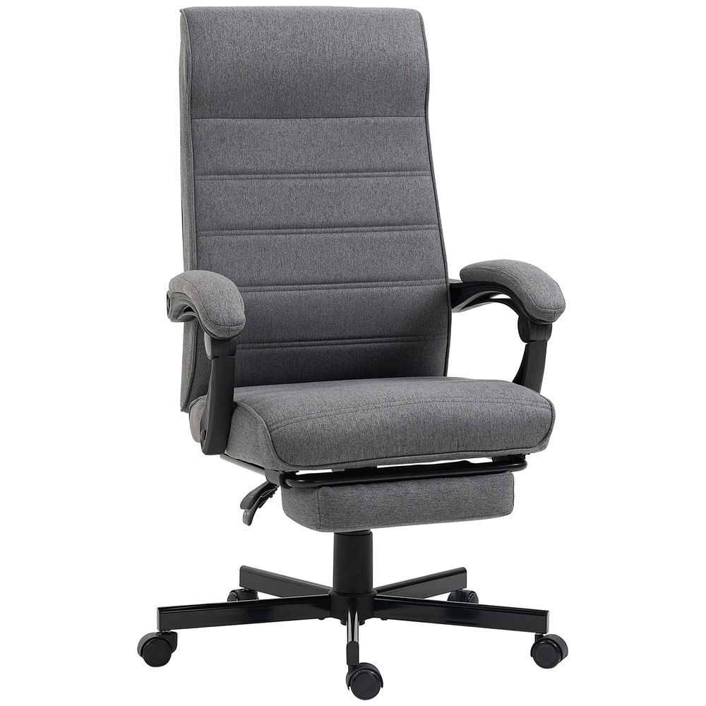 Vinsetto silla de escritorio reclinable silla de oficina giratoria con altura ajustable respaldo ángulo inclinado reposapiés retráctil y reposabrazos