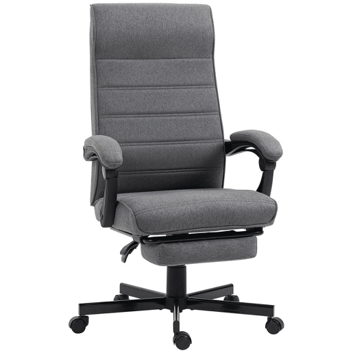 Vinsetto Cadeira de Escritório Giratória Cadeira de Escritório Reclinável com Altura Ajustável Apoio para os Braços Apoio para os Pés Retrátil para Sala de Estar Escritório Estúdio Carga 20kg 68x67x106-114 cm Cinza