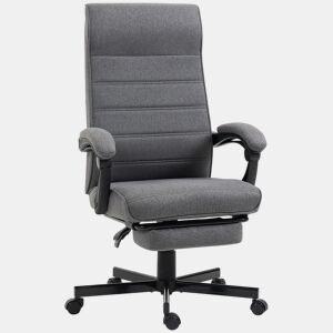 Vinsetto Cadeira de Escritório Giratória Cadeira de Escritório Reclinável com Altura Ajustável Apoio para os Braços Apoio para os Pés Retrátil para Sala de Estar Escritório Estúdio Carga 20kg 68x67x106-114 cm Cinza