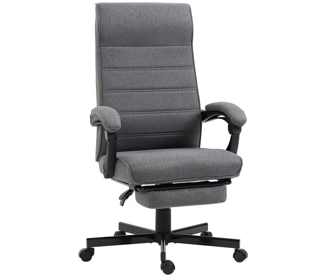 Vinsetto silla de escritorio reclinable silla de oficina giratoria con altura ajustable respaldo ángulo inclinado reposapiés retráctil y reposabrazos