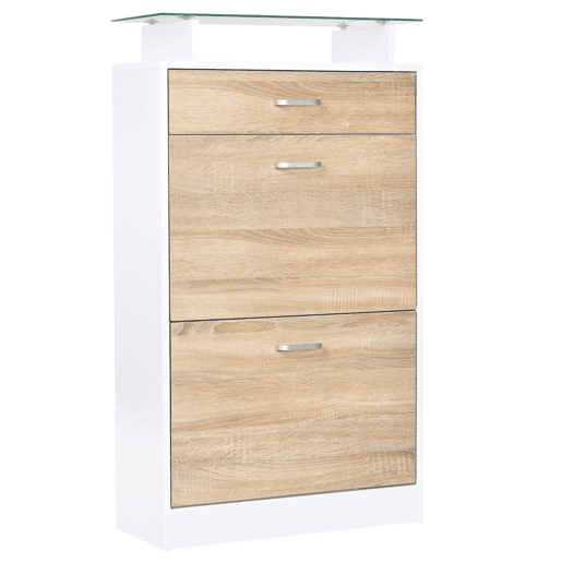HOMCOM Móvel Sapateira de 2 Portas Sapateira Estreita para 12 Pares de Sapatos com Gaveta Prateleira Aberta e Bancada de Vidro para Corredor Entrada Carga Máx. 50kg 60x24x105,5cm Branco HOMCOM Móvel Sapateira de 2 Portas Sapateira Estreita para 12 Pares de Sapatos com Gaveta Prateleira Aberta e Bancada de Vidro para Corredor Entrada Carga Máx. 50kg 60x24x105,5cm Branco