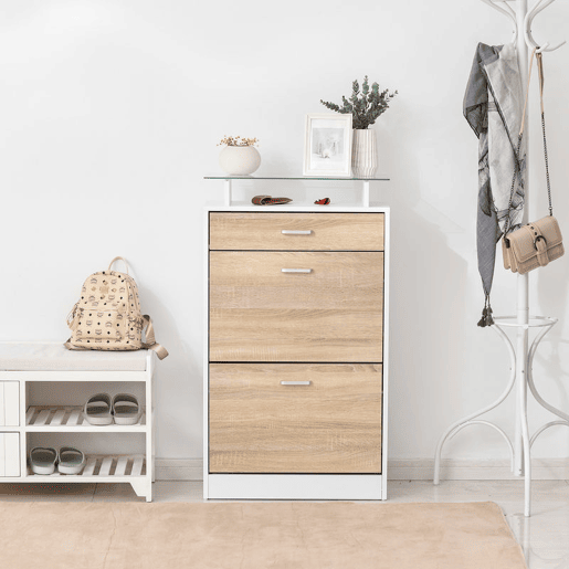 HOMCOM Móvel Sapateira de 2 Portas Sapateira Estreita para 12 Pares de Sapatos com Gaveta Prateleira Aberta e Bancada de Vidro para Corredor Entrada Carga Máx. 50kg 60x24x105,5cm Branco HOMCOM Móvel Sapateira de 2 Portas Sapateira Estreita para 12 Pares de Sapatos com Gaveta Prateleira Aberta e Bancada de Vidro para Corredor Entrada Carga Máx. 50kg 60x24x105,5cm Branco