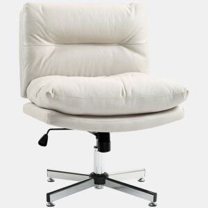 HOMCOM Cadeira de Escritório sem Apoio para os Braços Cadeira de Escritório com Altura Ajustável Função Basculante Base Cruzada e Assento Amplo Cadeira para Estúdio 65x65x84-94 cm Cinza Claro