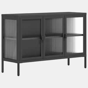 vidaXL Aparador 105x35x70 cm vidro e aço preto