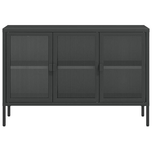 vidaXL Aparador 105x35x70 cm vidro e aço preto