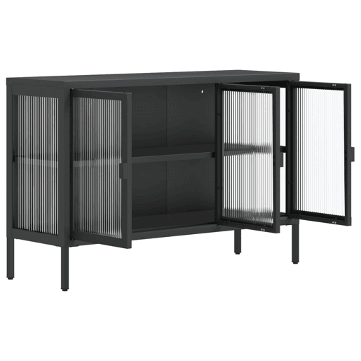 vidaXL Aparador 105x35x70 cm vidro e aço preto
