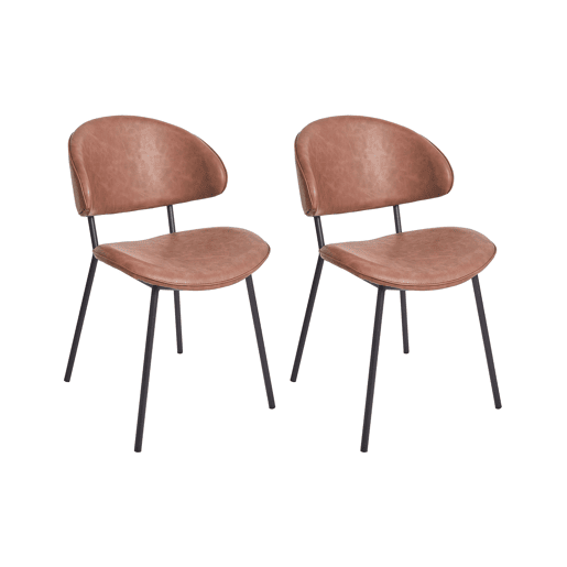 Conjunto de 2 cadeiras de jantar KIANA Pele sintética Castanho