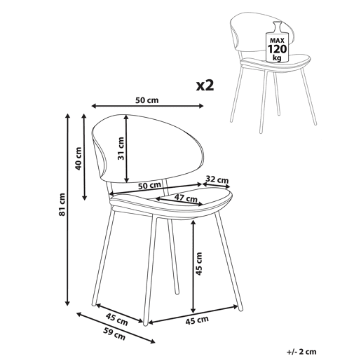 Conjunto de 2 cadeiras de jantar KIANA Pele sintética Castanho