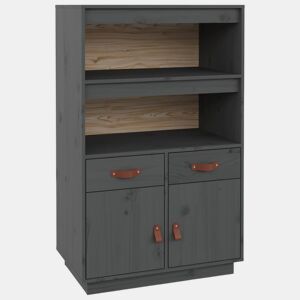 vidaXL Aparador alto 67x40x108,5 cm pinho maciço cinza