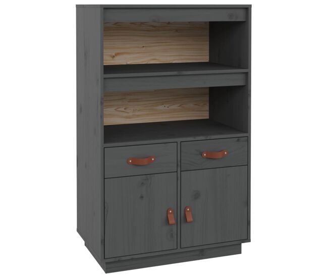 Vidaxl aparador de madera maciza de pino gris 67x40x108,5 cm