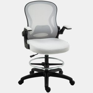 Vinsetto Cadeira de Escritório com Encosto Médio Suporte Lombar Apoio para os Braços Dobrável e Altura Ajustável Carga Máxima 120kg 59x65x102-122 cm cinza Claro