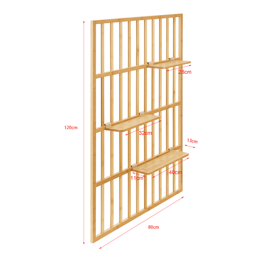 Prateleira de parede Røst 3 prateleiras bambu 120 x 80 x 13 cm - Natural en.casa