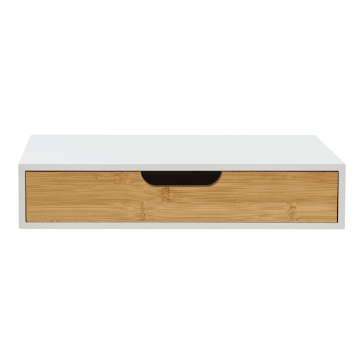 Conjunto de 2 prateleiras de parede Bokn com gaveta até 5 kg bambu 40x24x8cm - Branco e Natural en.casa