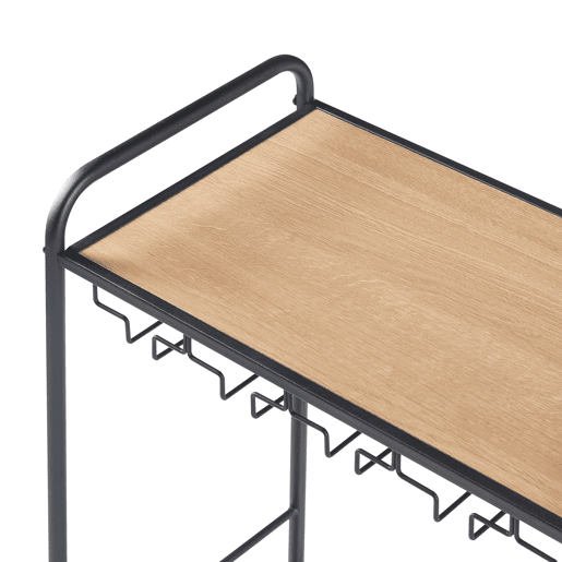 Prateleira para vinhos Hustadvika com porta-copos em metal MDF 120x61x33 cm - PretoCarvalho en.casa