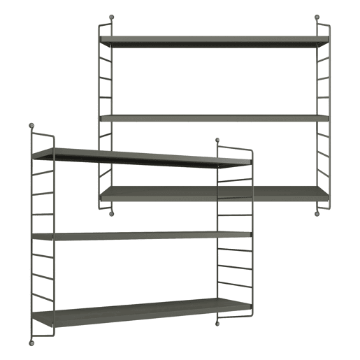 Conjunto de 2 prateleiras de parede Strängnäs aço 50x60x15 cm - Antracite en.casa