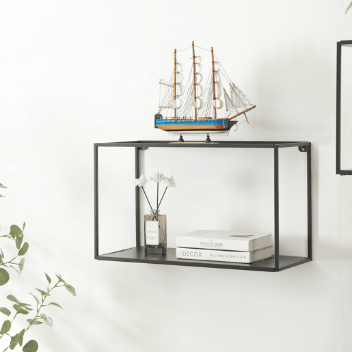 Prateleira de parede Notodden 2 prateleiras em aço 60x25x35cm - Preto en.casa Prateleira de parede Notodden 2 prateleiras em aço 60x25x35cm - Preto en.casa