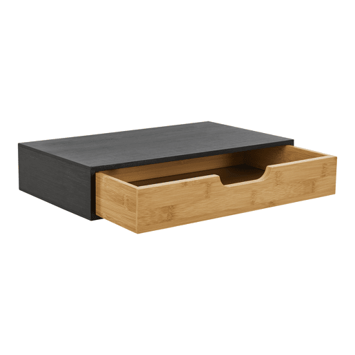 Conjunto de 2 prateleiras de parede Bokn com gaveta até 5 kg bambu 40x24x8cm - Preto e Natural en.casa