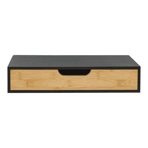 Conjunto de 2 prateleiras de parede Bokn com gaveta até 5 kg bambu 40x24x8cm - Preto e Natural en.casa