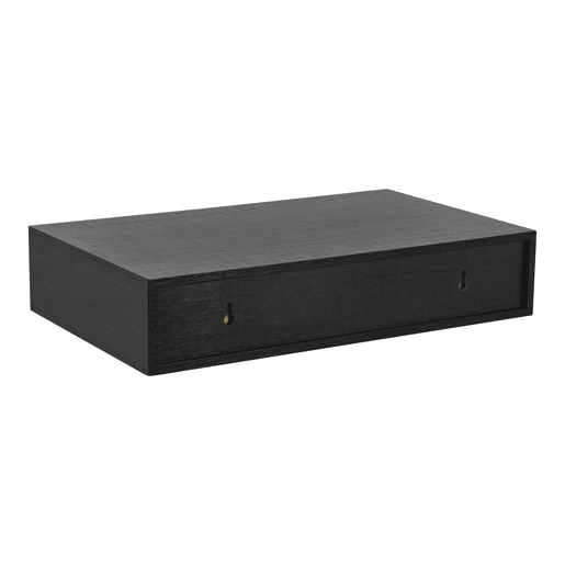 Conjunto de 2 prateleiras de parede Bokn com gaveta até 5 kg bambu 40x24x8cm - Preto e Natural en.casa
