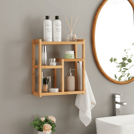 Prateleira de parede Höör 5 prateleiras bambu 42x37x17cm - Natural en.casa
